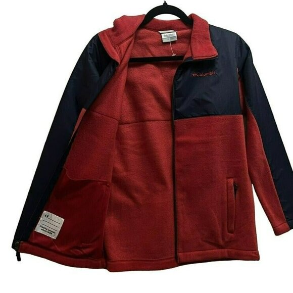 Mens columbia Basin Butte fleece full zip  Red And Navy Blue Cozy New NT Size L - Picture 11 of 12